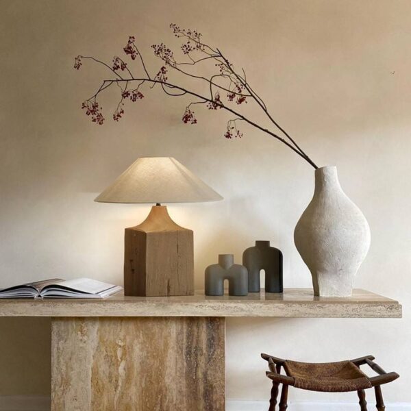 Homestay Chinese Style Solid Wood Stump Creative Desk Lamp and Floor Lamp
