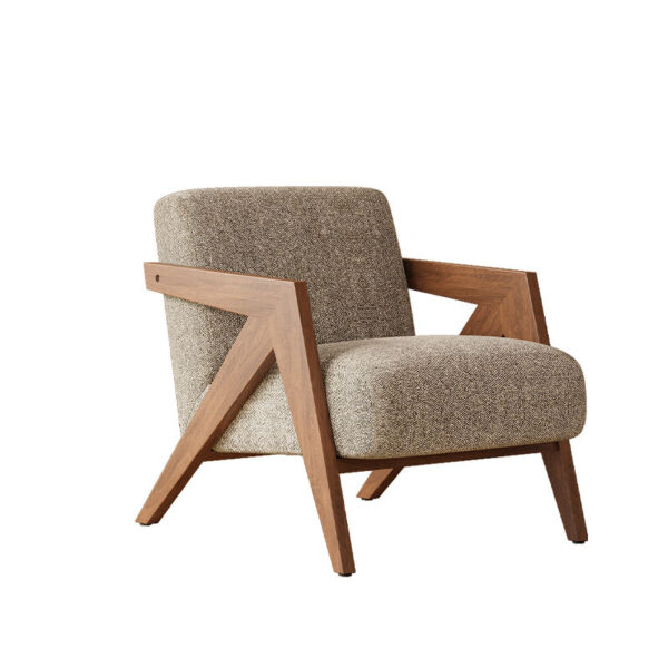Modern Vintage Solid Wood Single Sofa Chair Durable Richard French Retro Design for Leisure Use in Living Room and Hotel